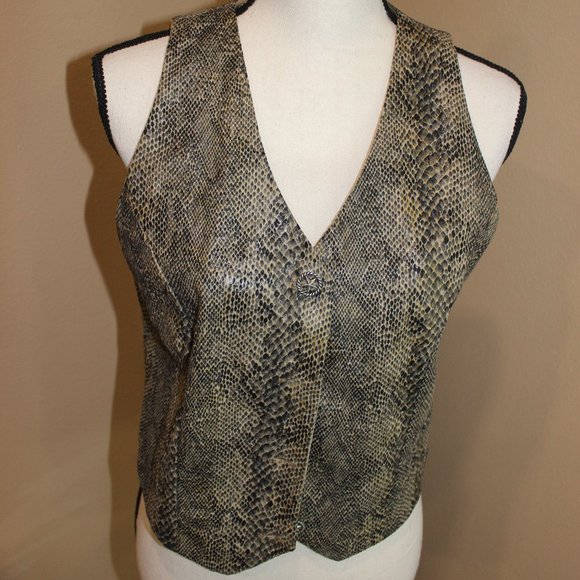 VINTAGE "BANJO" DALLAS TX FAUX SNAKESKIN VEST SZ - Picture 1 of 6